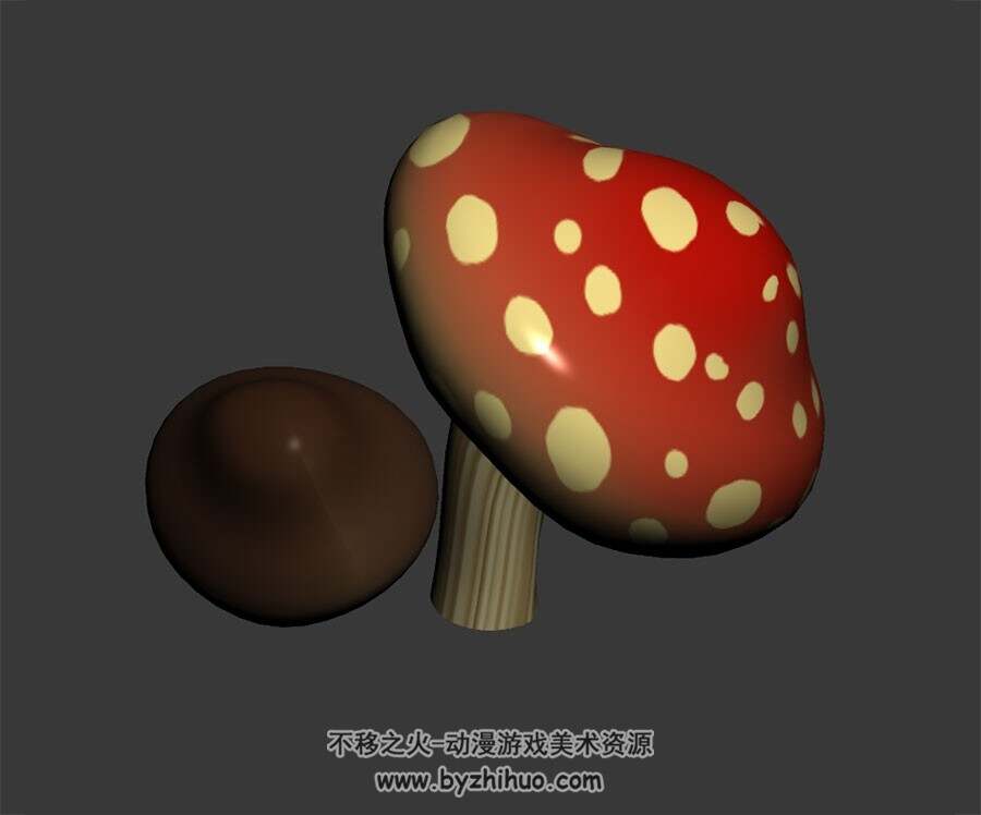 卡通毒蘑菇 3D模型下载 四角面 max格式