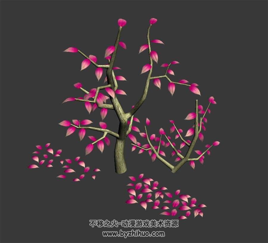 粉叶树 max格式 3D模型下载 四角面