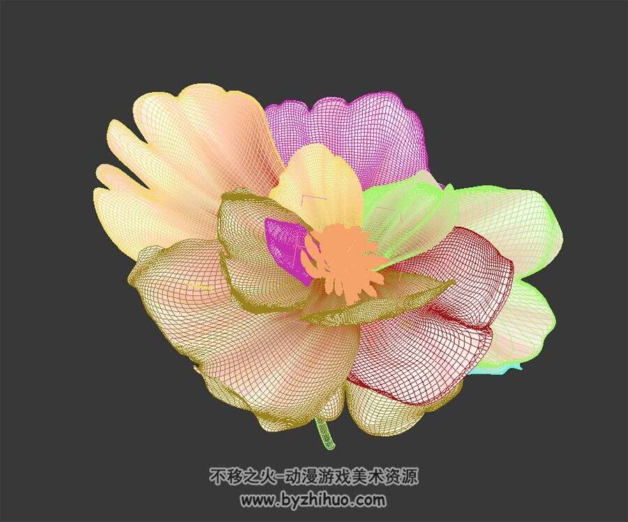 粉色鲜花 3D模型下载 四角面 max格式