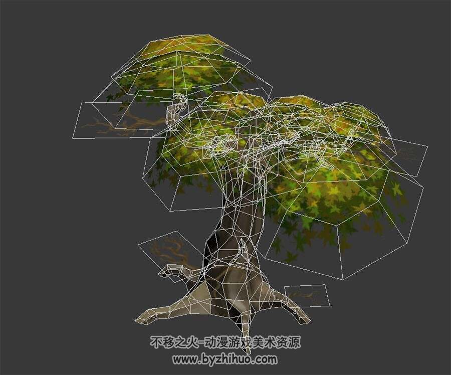 简易大树模型 max格式 3D模型下载 四角面