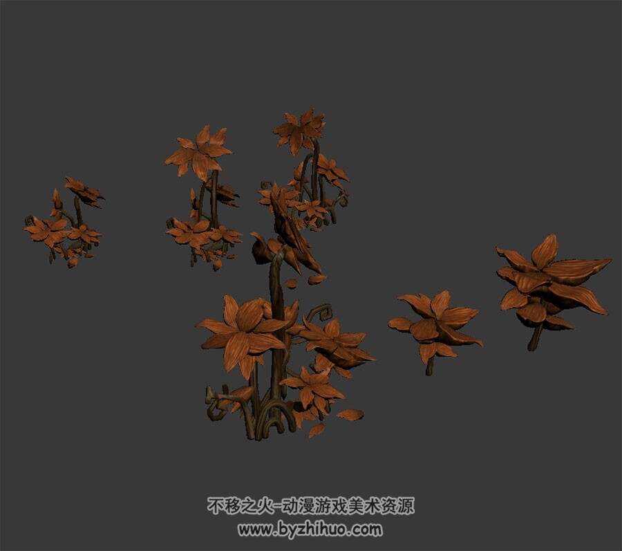 荆棘植物 四角面3D模型下载 max格式