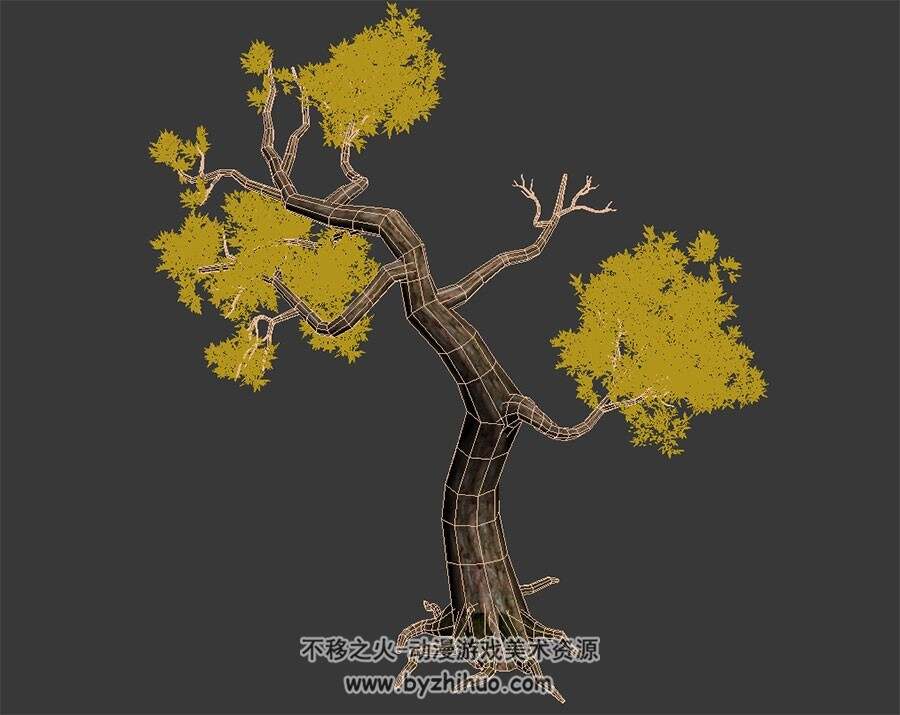 秋天的树 max格式 3D模型下载 四角面