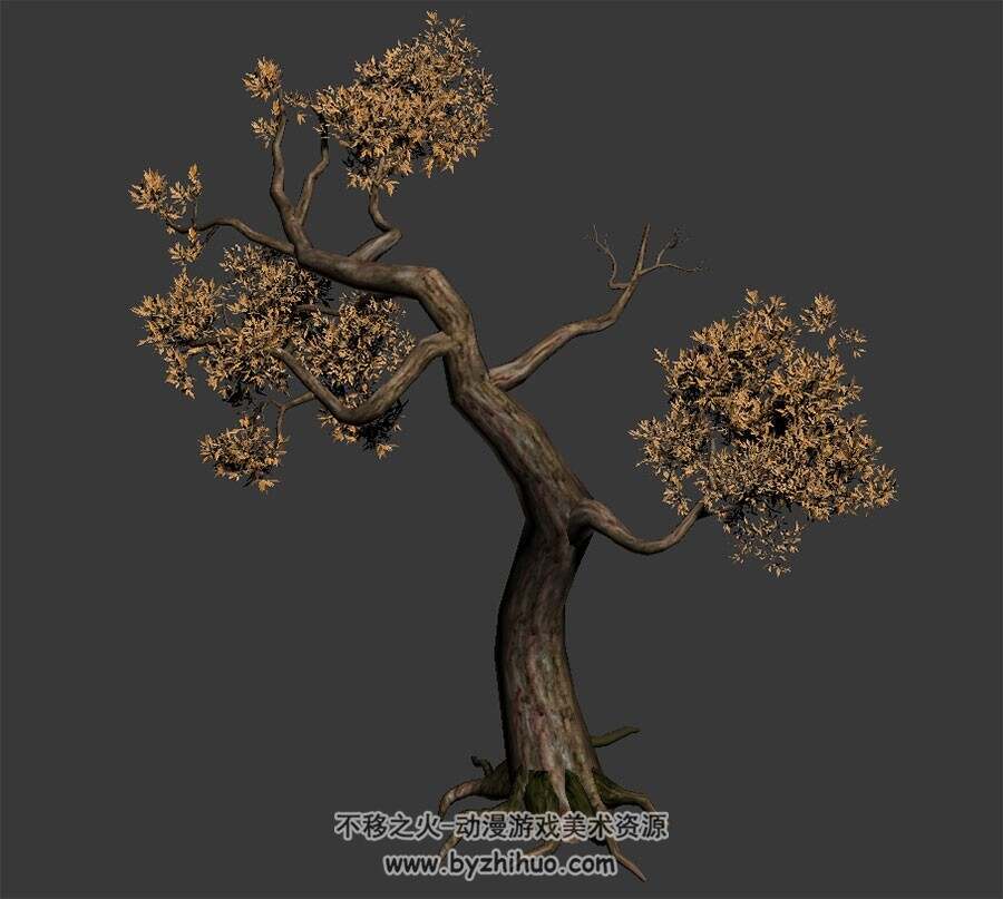秋天的树 max格式 3D模型下载 四角面