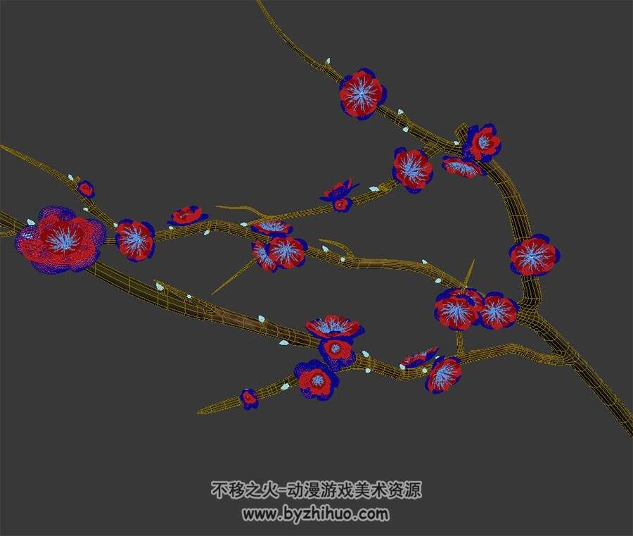 梅花花枝 max模式下载 3D模型 四角面