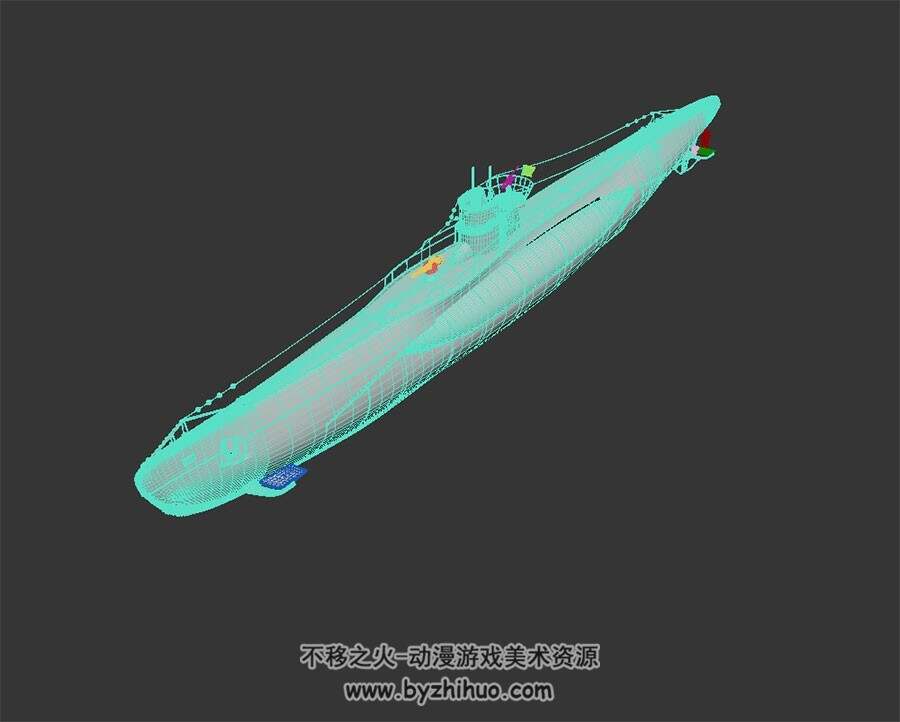 潜水艇 max模式下载 3D模型 四角面