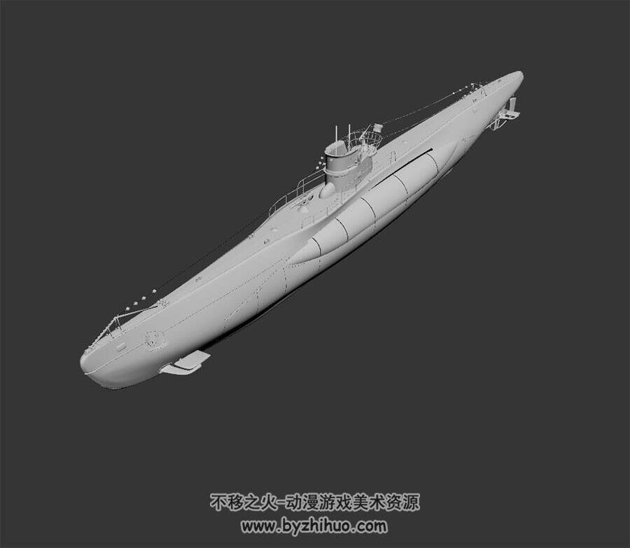 潜水艇 max模式下载 3D模型 四角面
