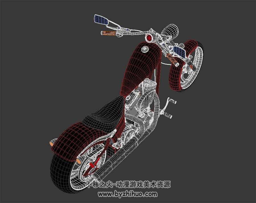 摩托车 四角面3D模型下载 max格式