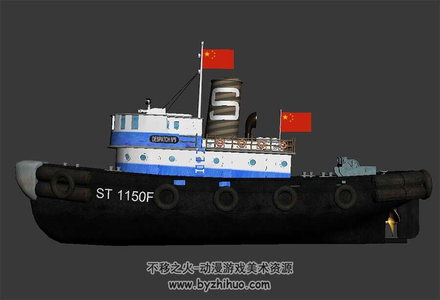 ST 1150F 拖船 max格式 3D模型下载 四角面