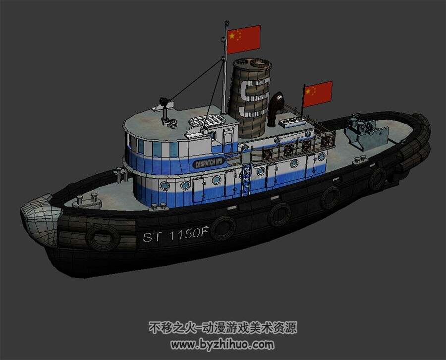 ST 1150F 拖船 max格式 3D模型下载 四角面