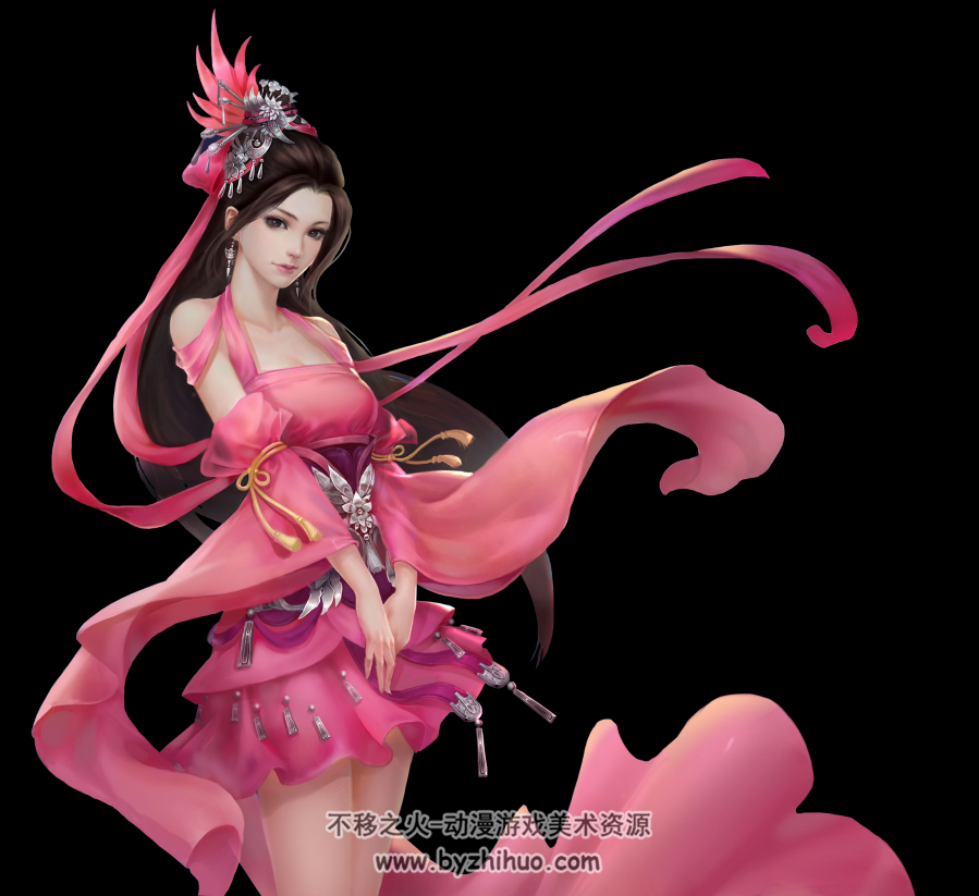 中国风角色参考古风武侠女子站姿CG原画游戏人物概设美术素材