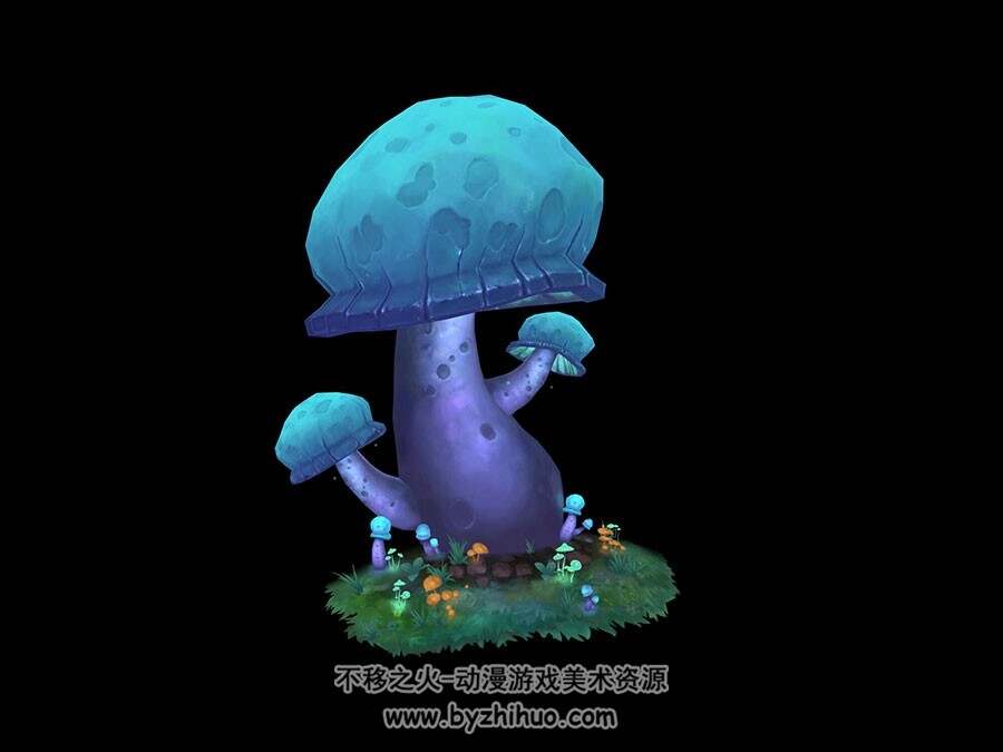 卡通蘑菇 3D模型 四角面max格式下载