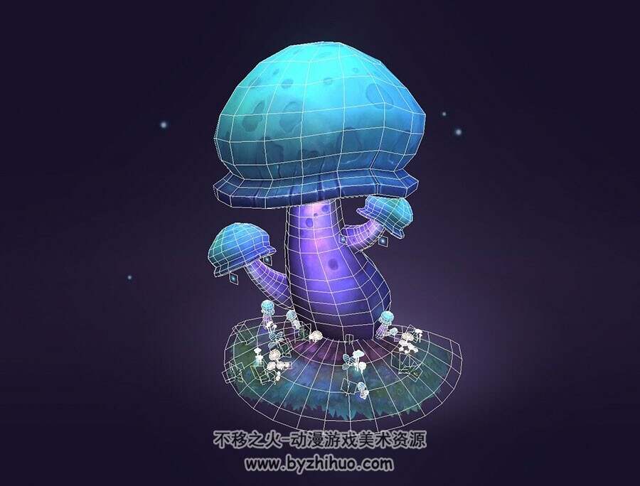 卡通蘑菇 3D模型 四角面max格式下载