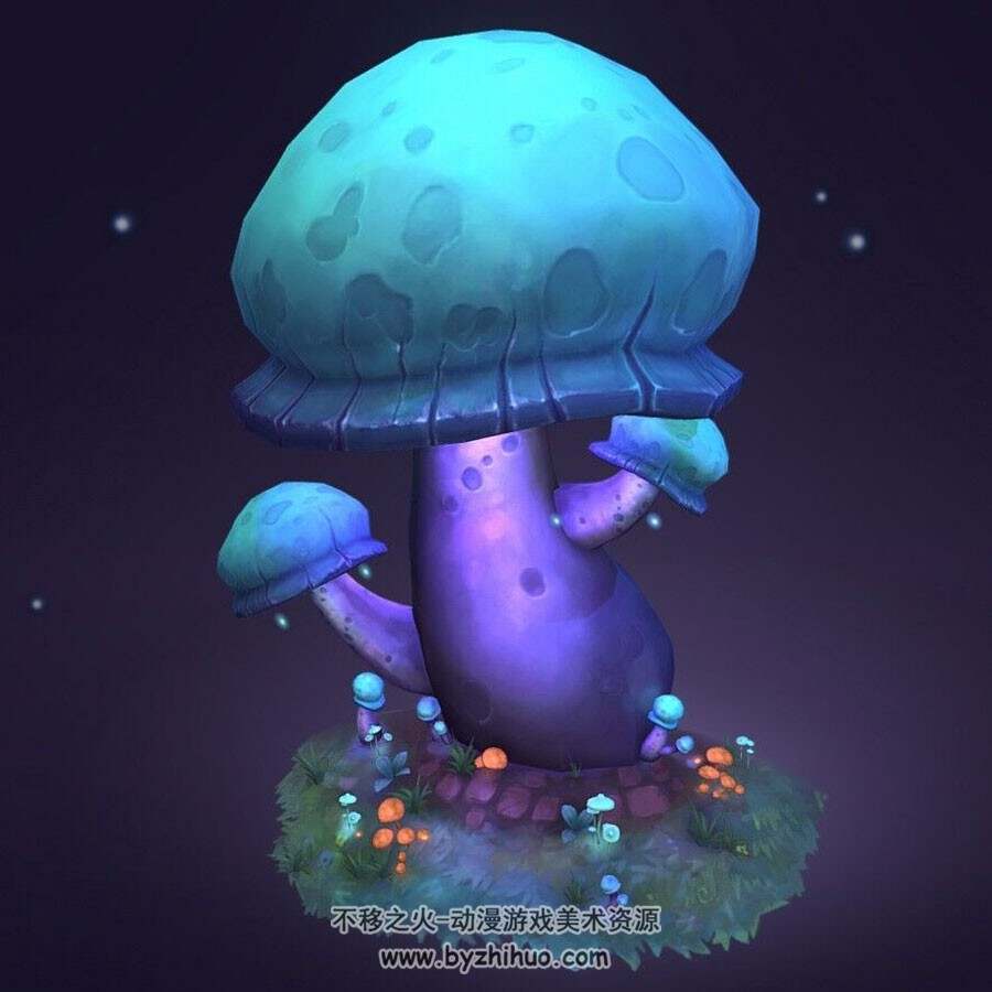 卡通蘑菇 3D模型 四角面max格式下载