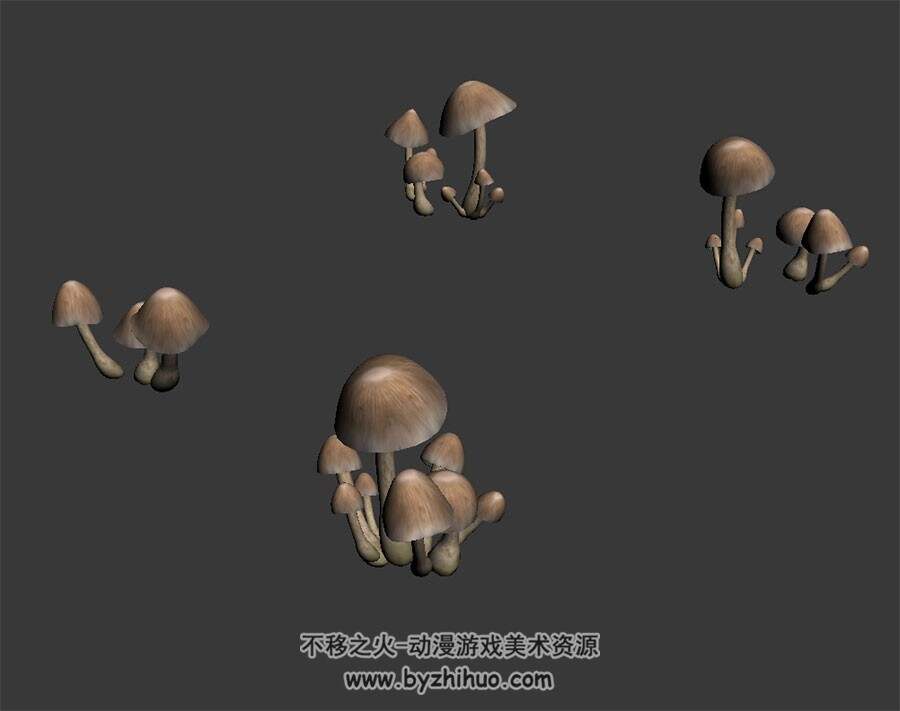 野蘑菇 max格式 四角面3D模型下载