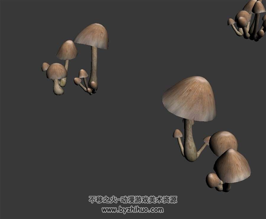 野蘑菇 max格式 四角面3D模型下载