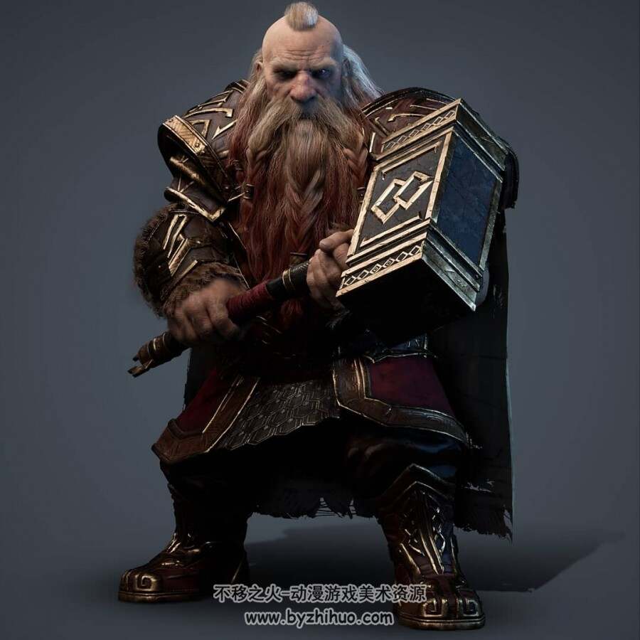 游戏中的矮人战士3D角色创建