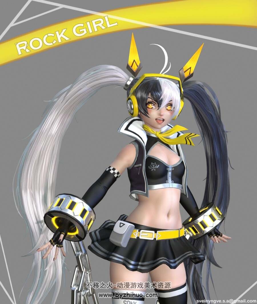 二次元初音未来_rock-girl_3D模型
