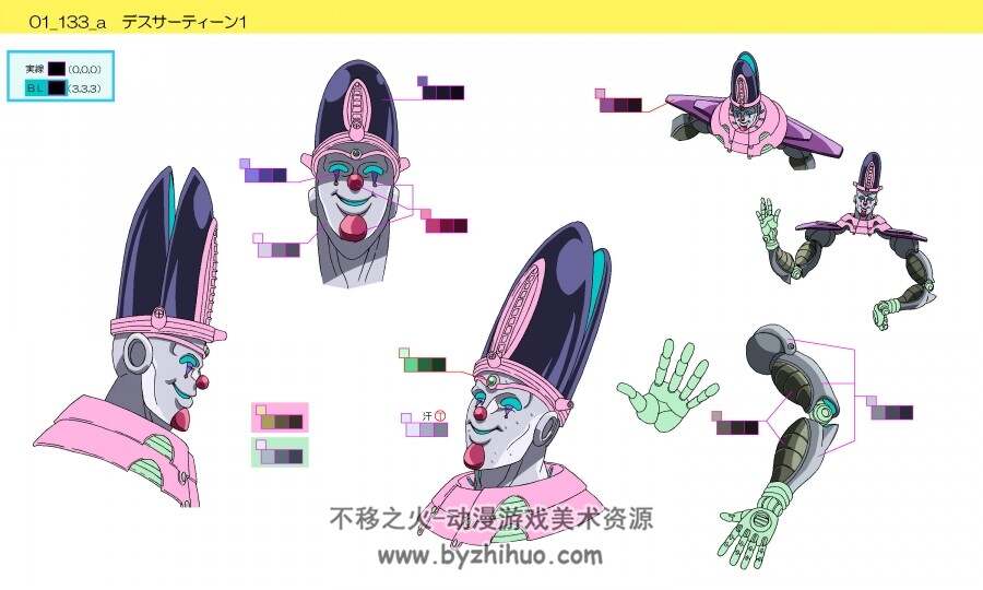 JOJO奇妙冒险 星尘斗士 三视图色见本动画分镜头素材