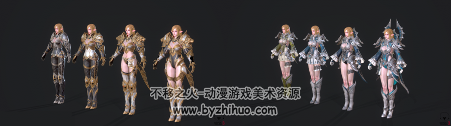 Lineage 2 Revolution 天堂2革命 女精灵 职业服装3D模型包