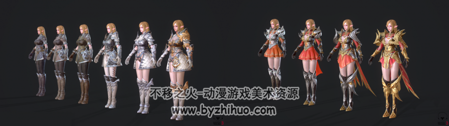 Lineage 2 Revolution 天堂2革命 女精灵 职业服装3D模型包