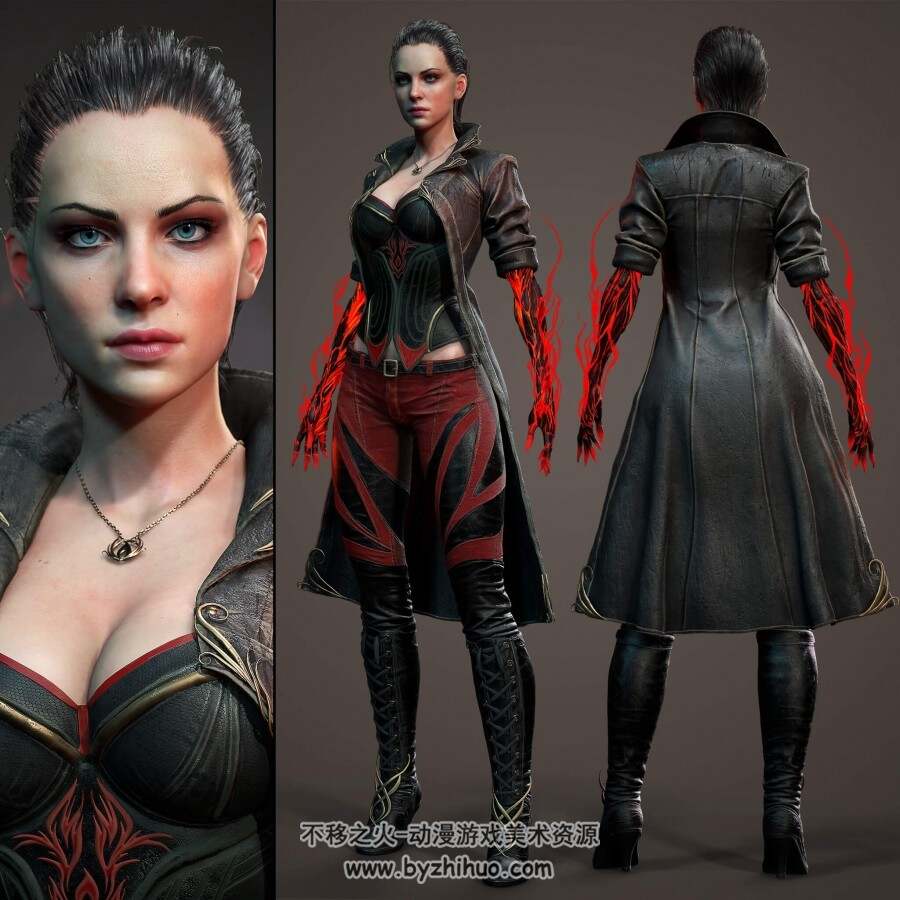 女战士3D模型建模教程 - Flamembra 3D Model