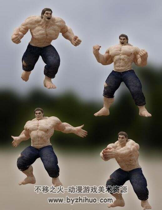凶猛绿巨人战斗姿势3D模型 poser模型