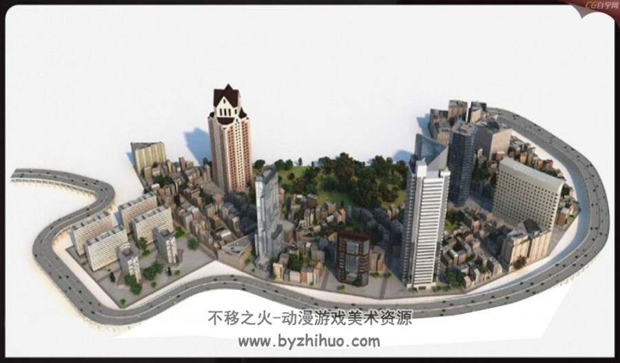 3dsmax建筑群 地块 城市漫游3D模型