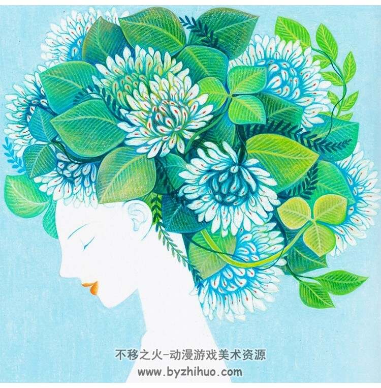 插画师dokyung.leee植物叶子水彩彩铅图集210P