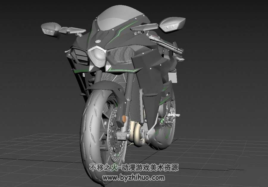 川崎忍者h2r摩托车 3DMax模型百度网盘下载