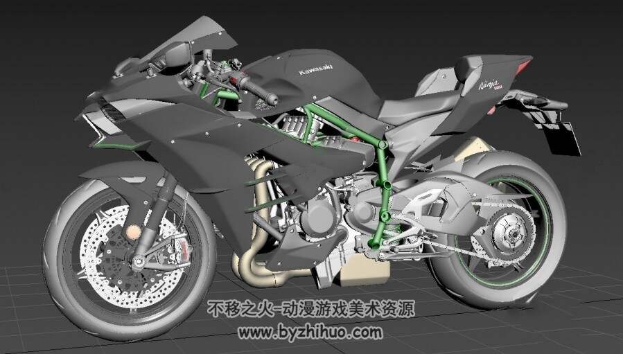 川崎忍者h2r摩托车 3DMax模型百度网盘下载