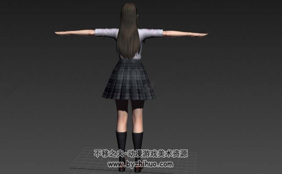 亚洲女学生 游戏角色3DMax模型下载