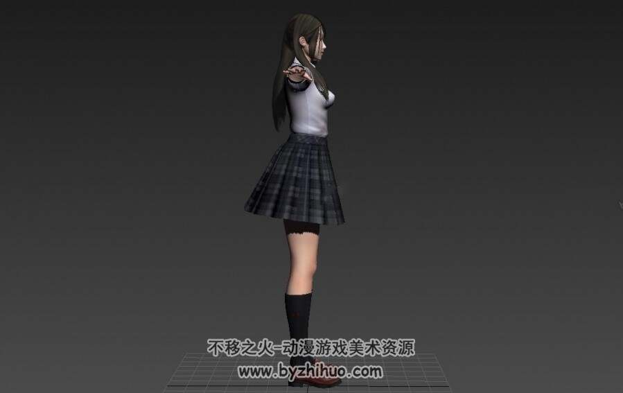 亚洲女学生 游戏角色3DMax模型下载