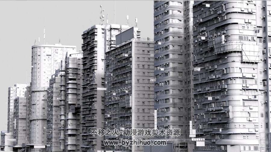 美术场景3d maya max c4d科幻建筑模型香港赛博朋克obj fbx