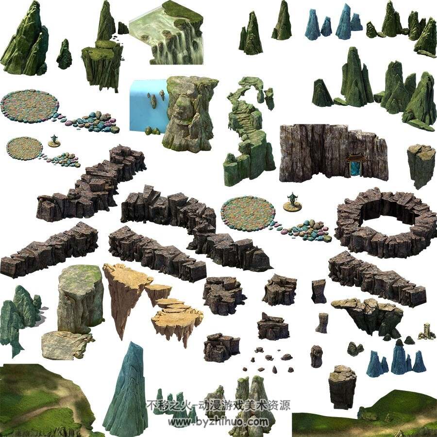 中国风植物道具物件建筑古代场景地图 3转2游戏美术资源 4GB大合集