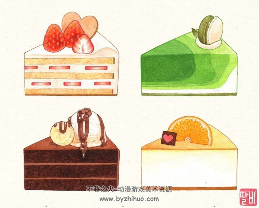 韩国插画师talbi 美食水彩美术百度网盘分享 294p