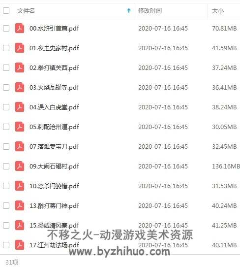 水浒传 九轩版 连环画电子书合集31册 百度云网盘下载 PDF/1.39GB