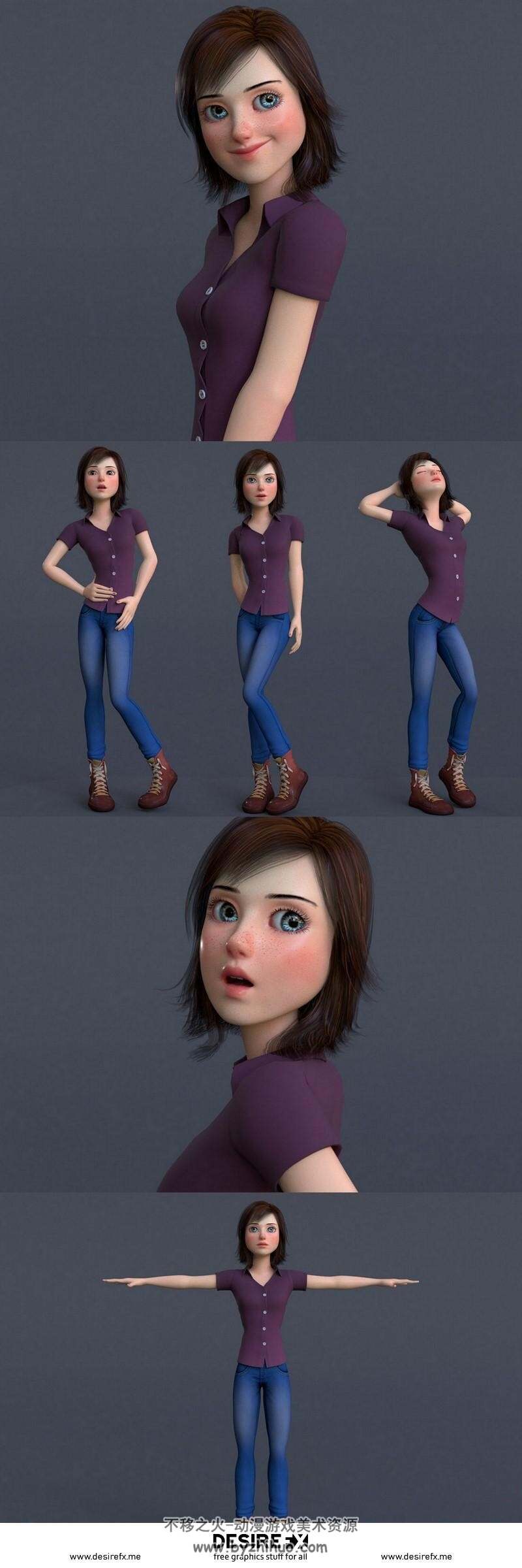 Jasmin Cartoon Girl 3D模型