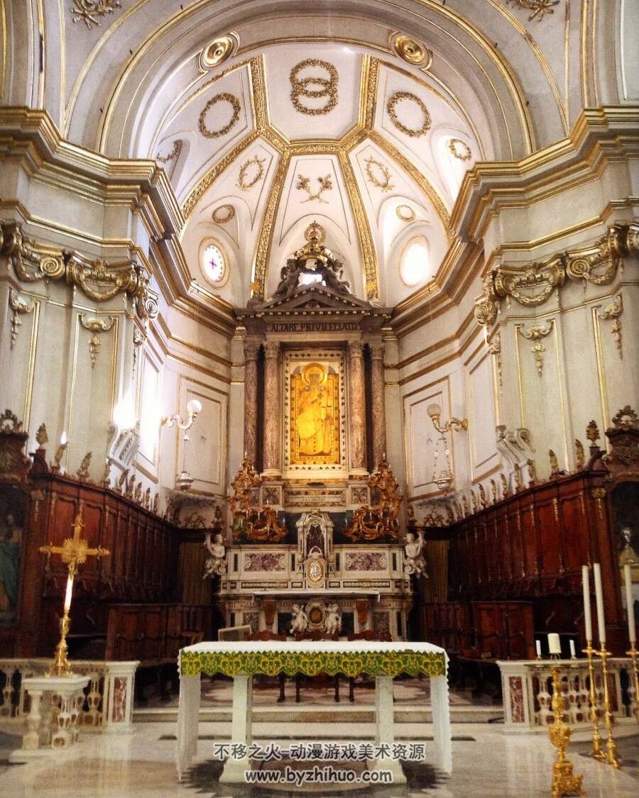 欧洲古建筑室内中世纪教堂城堡门窗柱拱券美术绘画参考419p