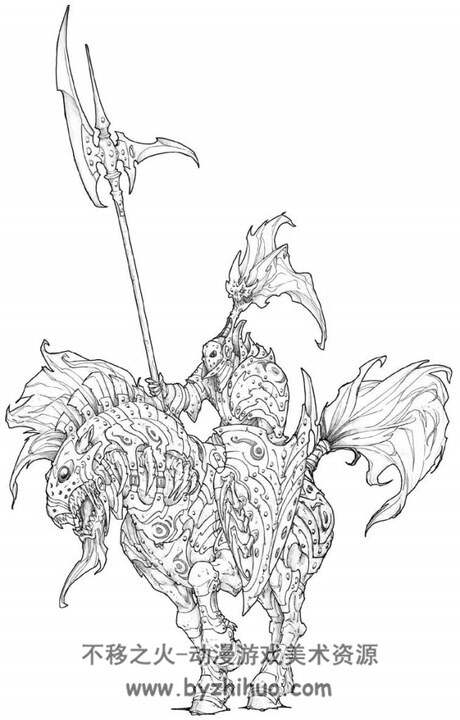 欧美风格妖怪 魔兽美术线稿 百度网盘下载