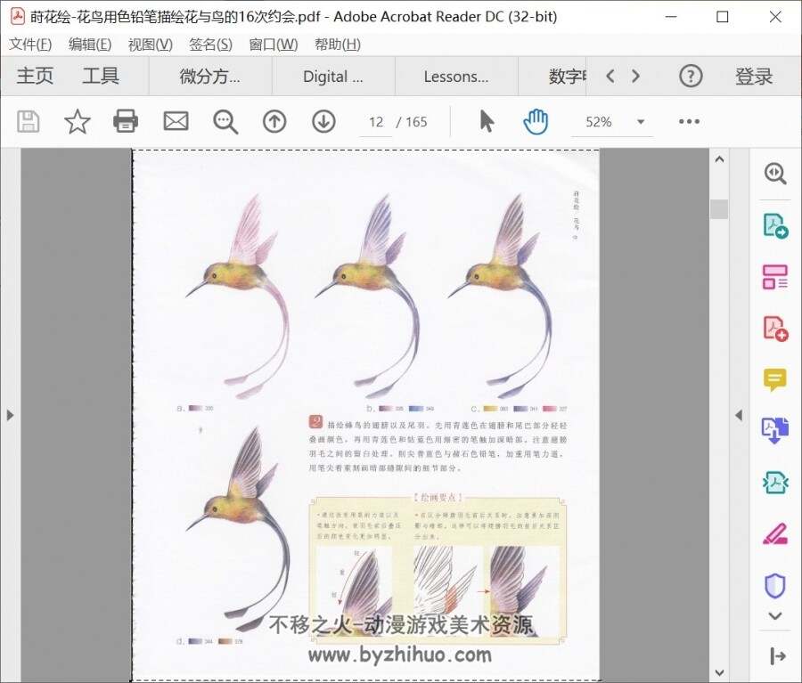 莳花绘-花鸟用色铅笔描绘花与鸟的16次约会 PDF格式 百度网盘下载
