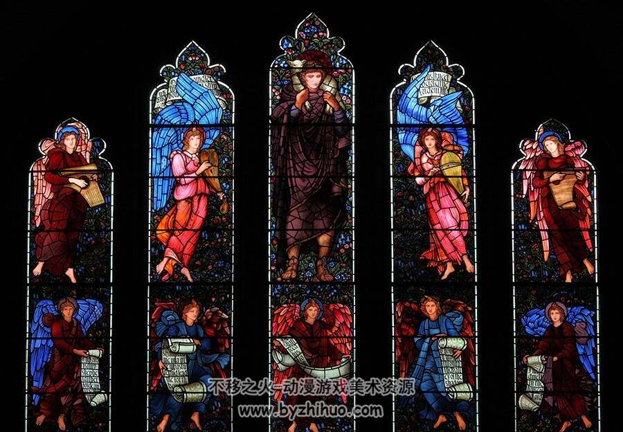欧洲 欧窗教堂玻璃 彩绘花纹图案素材 百度网盘下载 1214P