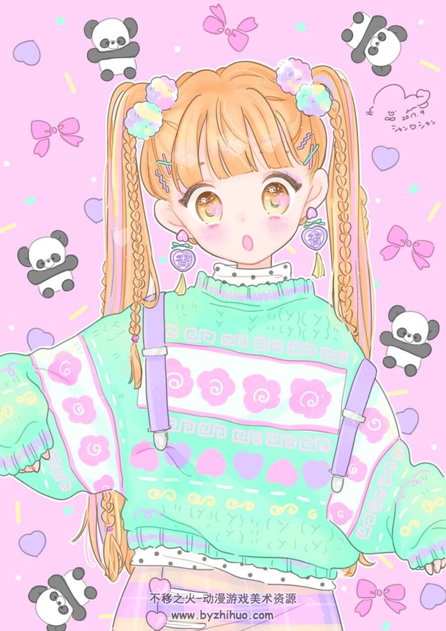 画师manamoko m_fancys 可爱粉系插画 百度网盘下载 59P