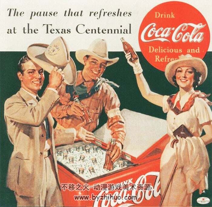 可口可乐CocaCola 怀旧海报系列插画 第4辑 百度网盘图包下载 300P