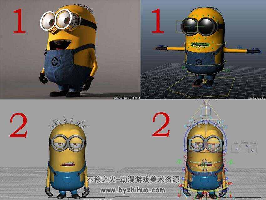 小黄人绑定maya 3D模型 百度网盘下载