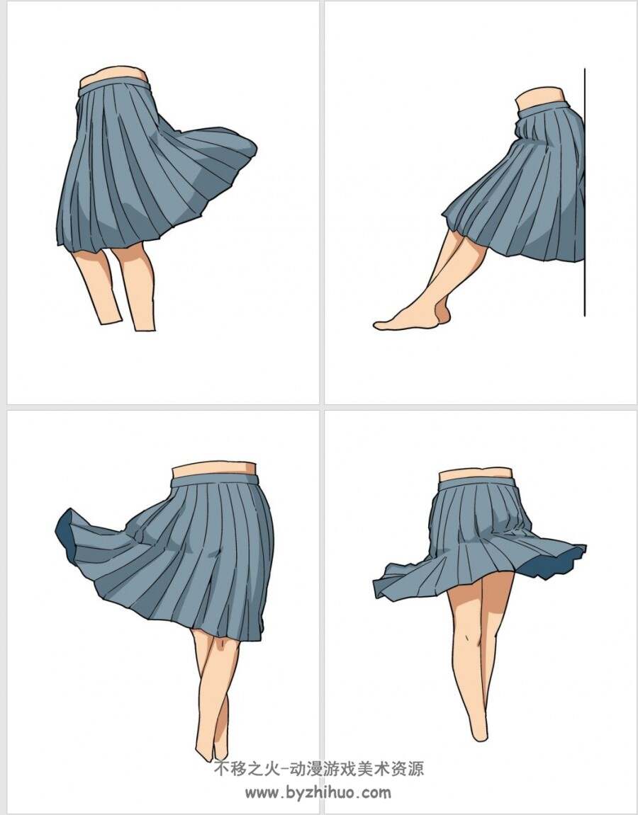 绘制JK长裙装的参考书 スカート描き方参考帖（丈長め編）百度网盘下载
