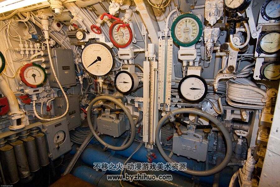 工业感潜艇内部场景 管道 美术绘画参考 百度网盘下载 380P 476MB
