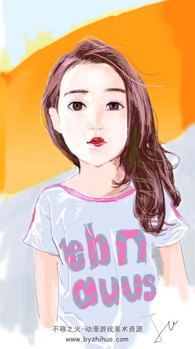 手绘板练习插画~ 小云~小葡萄