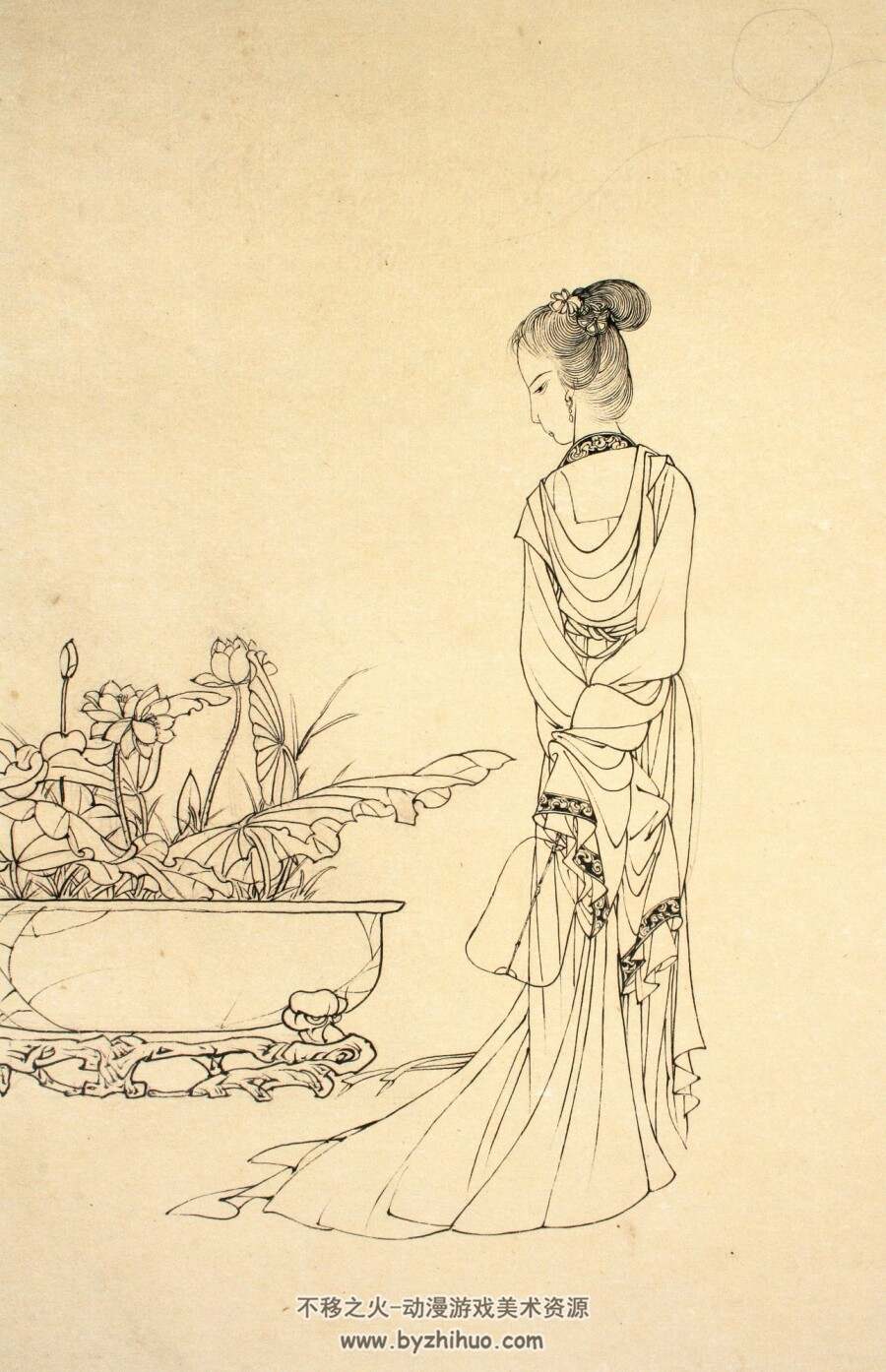 蔡岚工笔人物白描画 中国传统美术资源 百度网盘下载