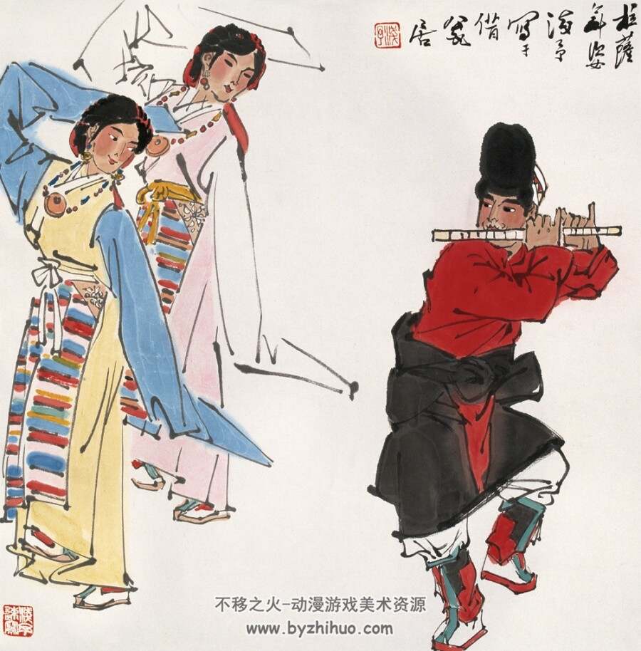 叶浅予写意人物国画速写临摹美术素材 百度网盘下载 334P