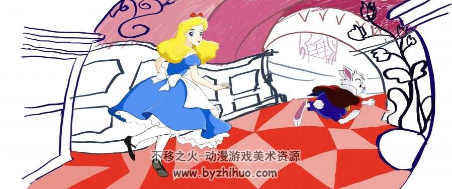 爱丽丝梦游仙境 上色过程